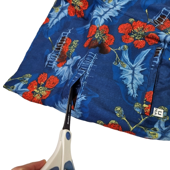 Huk Floral Tropical Hawaiian Swim Trunks Mesh Lined Blue Men's Size Large EUC - Picture 10 of 13